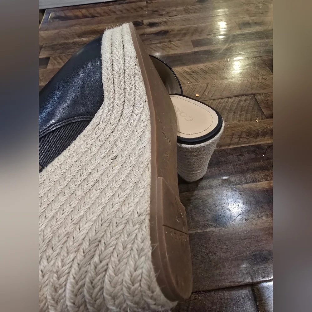 Coach Black and Gold Wedge Mules - Picture 4 of 4